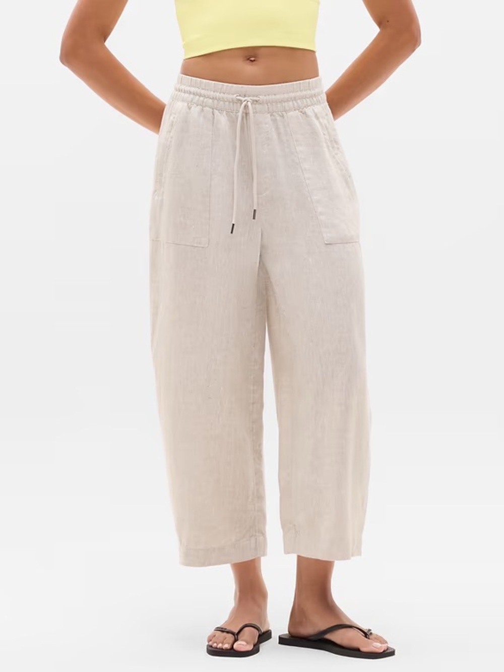 Athleta Linen Retreat Easy Barrel Crop Pant